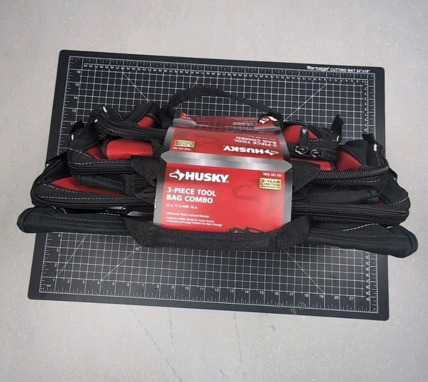 Husky 3-Piece 18 in. 15 in. 12 in. Tool Bag Combo with Water Resistant Fabric