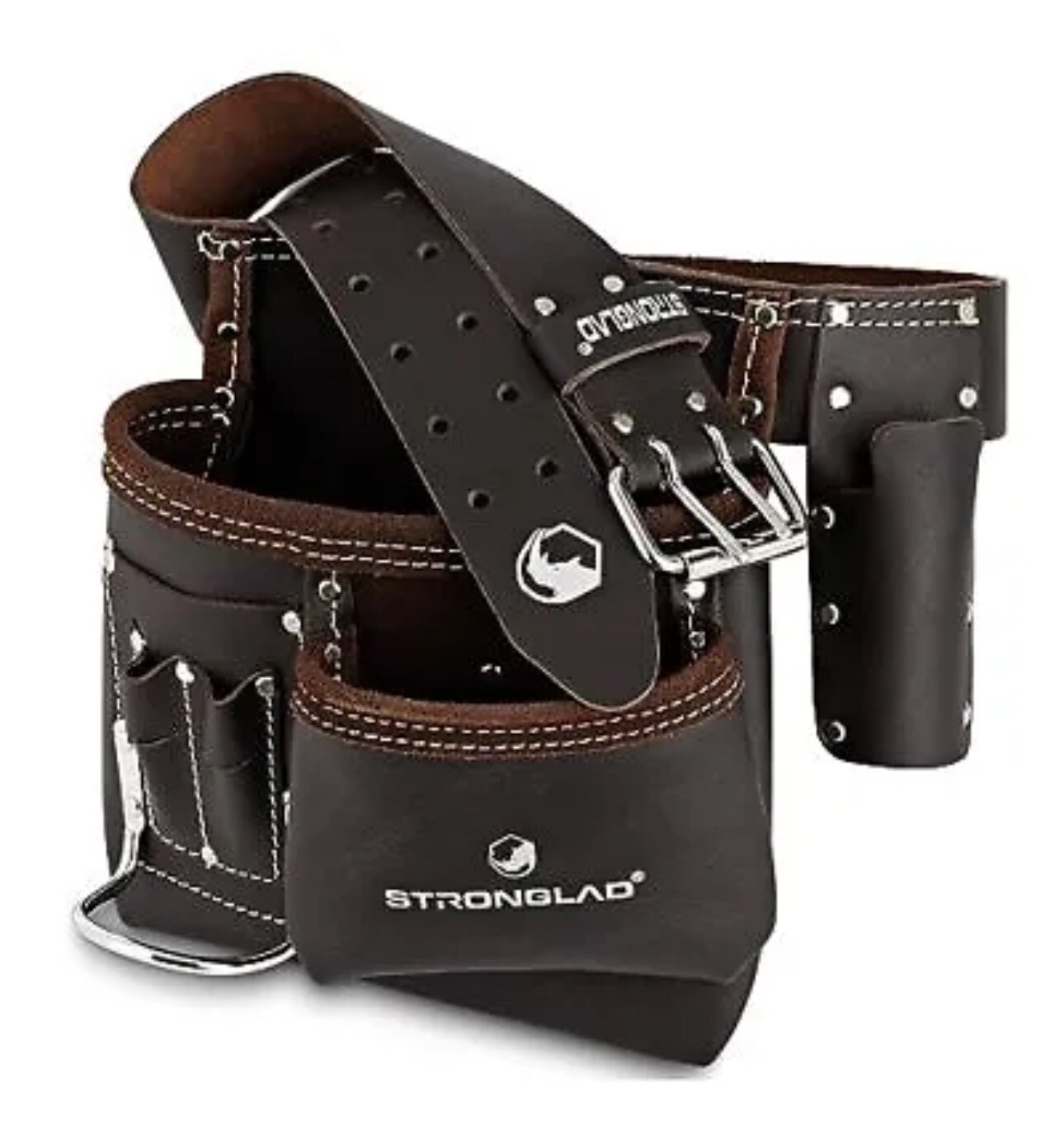 5-Pocket Leather Tool Belt, Carpenters Tool Belts, Construction Pouch, Tool A…