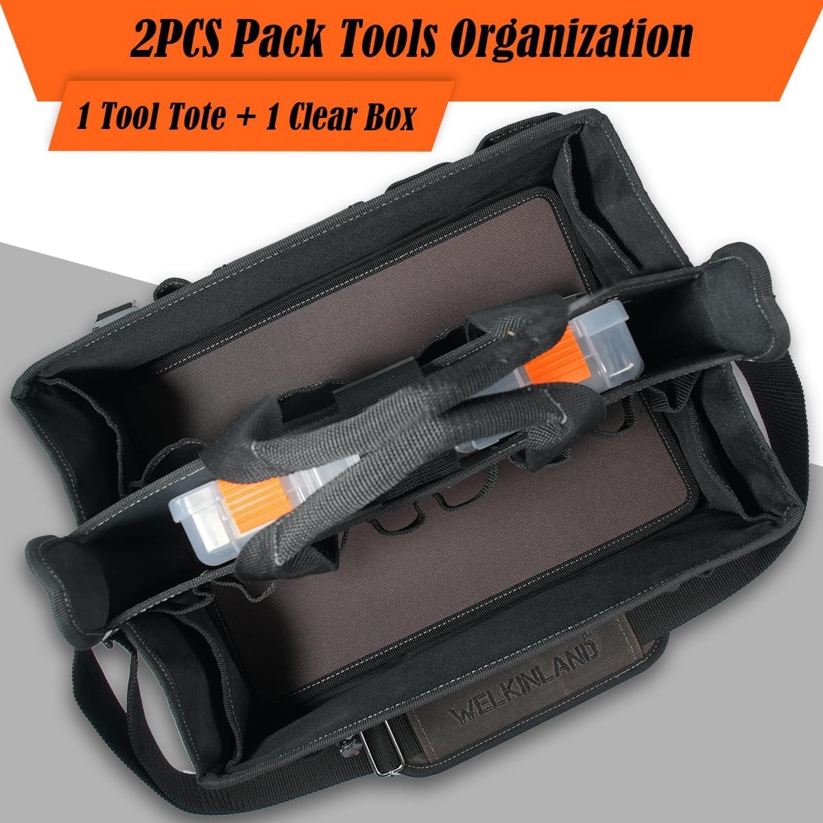 WELKINLAND, 16-In, 20-Pockets, Wide Opening, Waxed-Canvas Tool Bag (W00138)