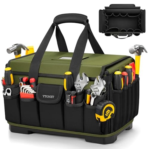 Heavy Duty Tool Bag 16-Inch, 46 Pockets Electrician Tool Bag for 16 Inch Green