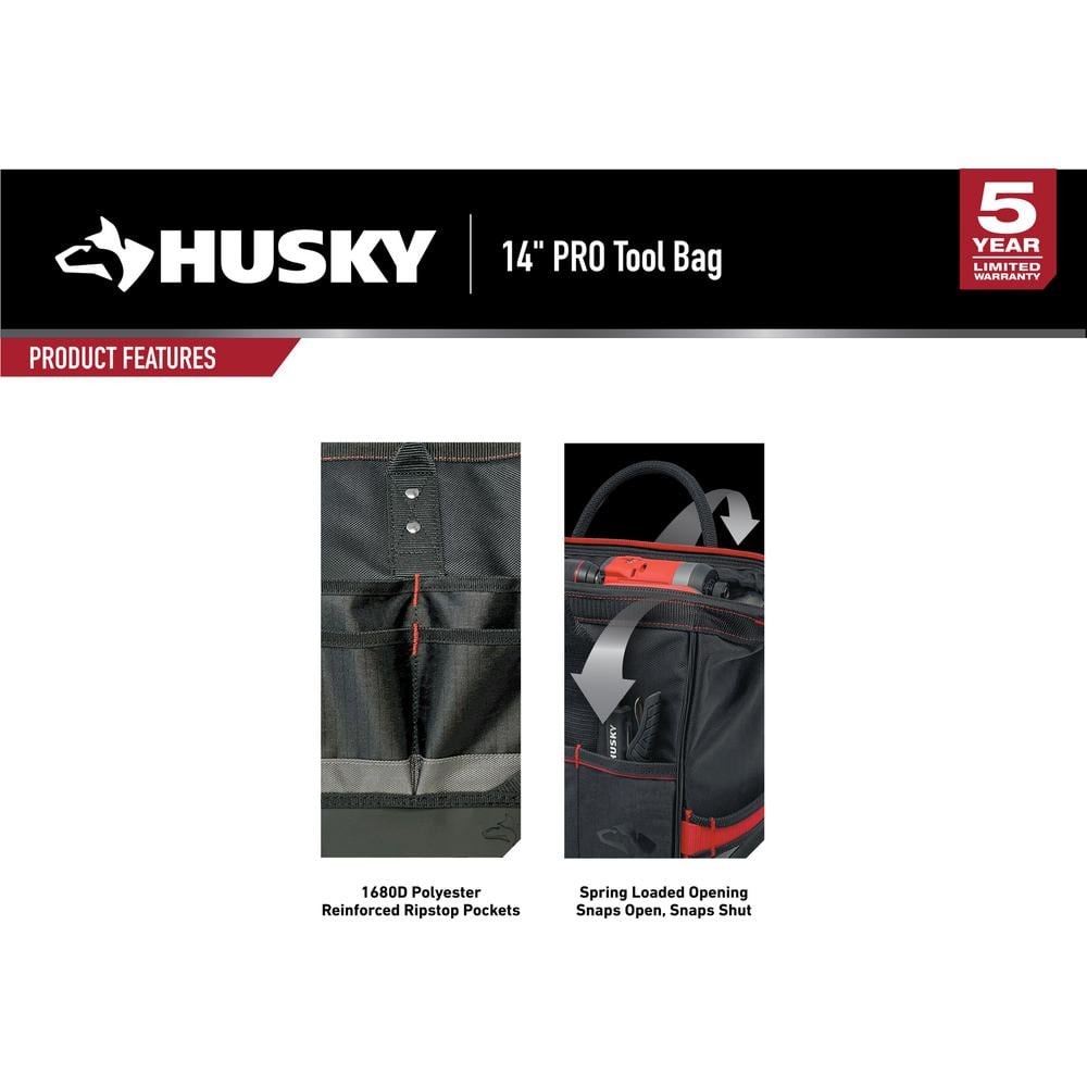 Husky Heavy-Duty 14 in. PRO Tool Bag