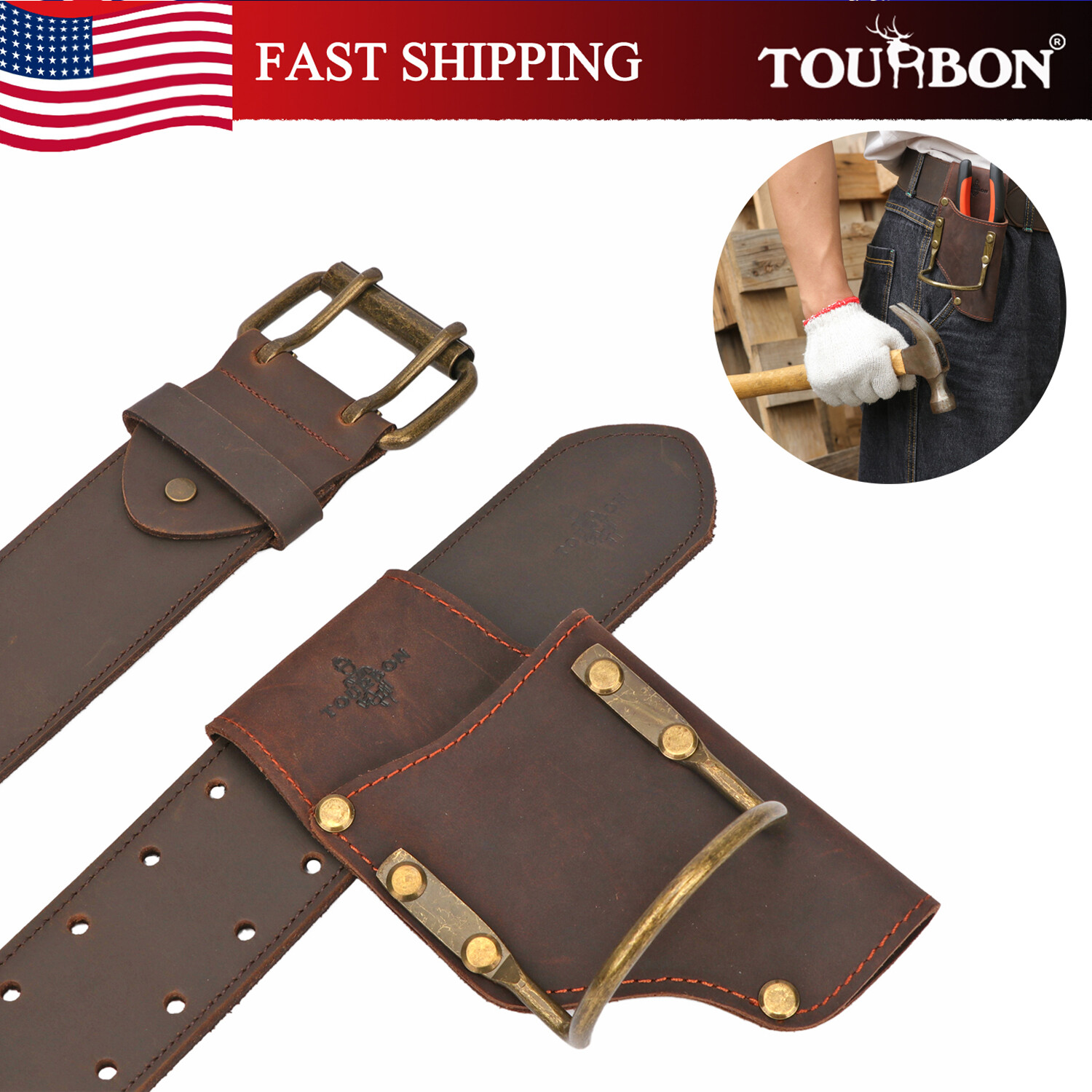 TOURBON Workshop Heavy Duty Tools Belt Holster Axe/Hammer/Wrench/Pliers Carrier