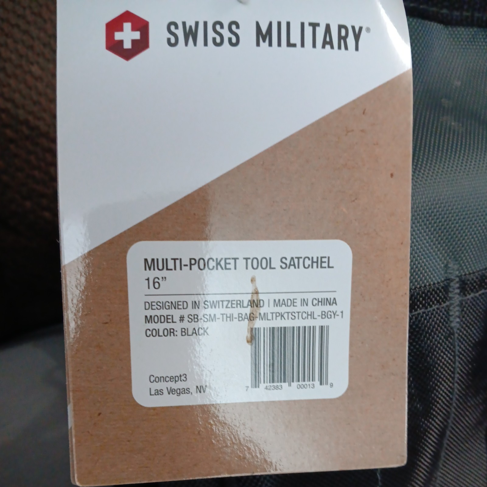 Swiss Military Multi Pocket Tool Satchel Large Black & Gray 16″ Heavy Duty NWT
