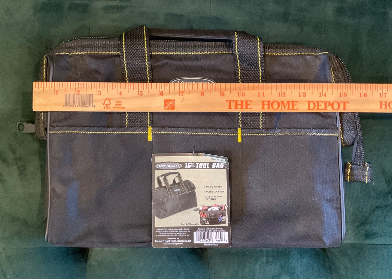 Voyager 15” Tool Bag 14 Pockets Portable Black Polyester Zipper New NOS NWT