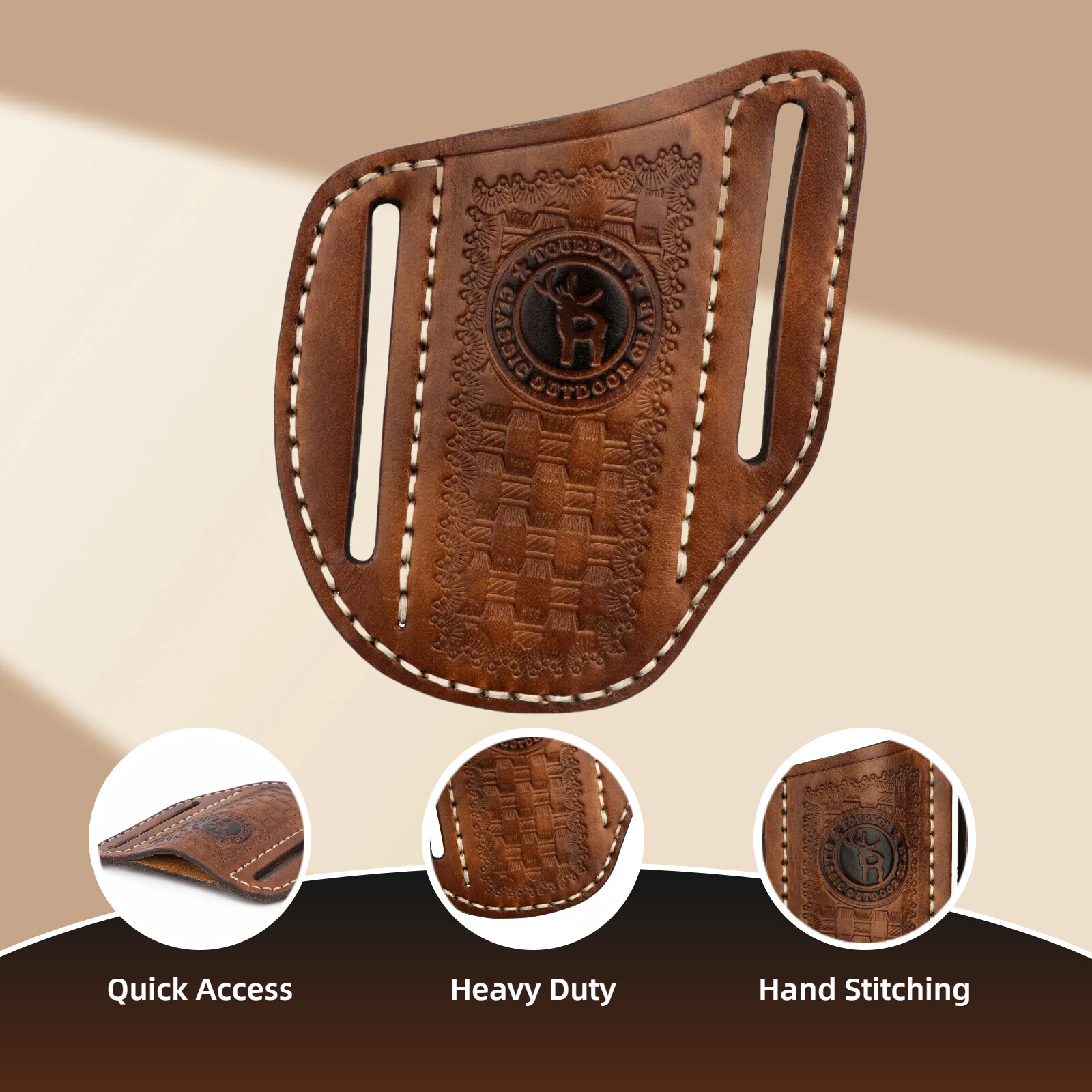 TOURBON Leather Knife Sheath Belt Carry Pouch EDC Folding Plier Case Tool Pocket