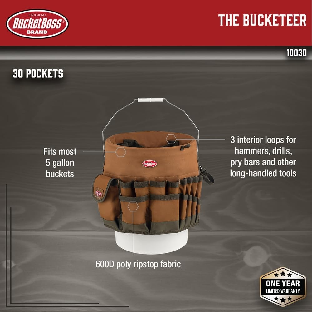 Organizador de herramientas para cubo Bucket Boss Bucketeer, marrón