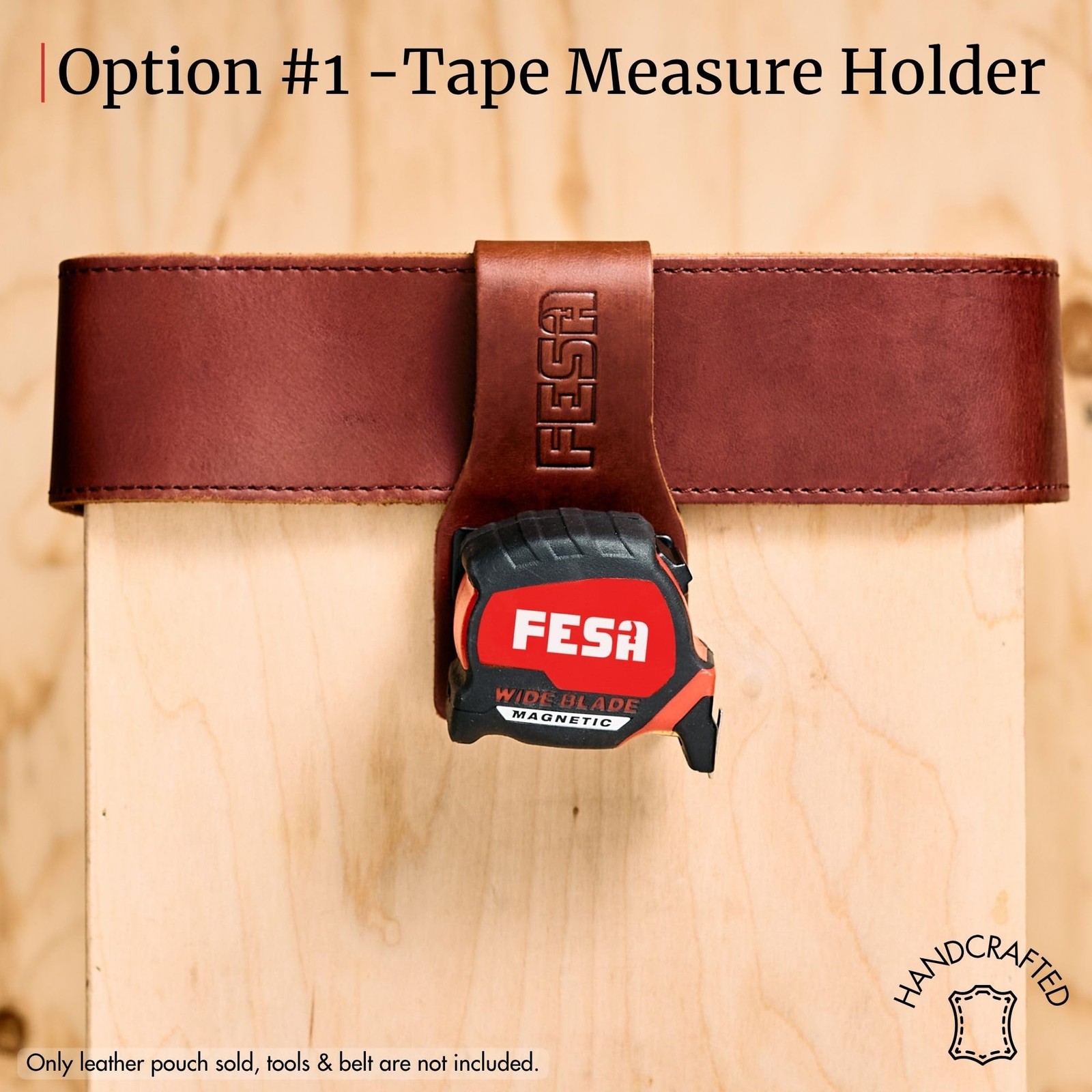 FESA Leather Tape Measure Holder or Drill Holder for Tool Belt – Full Grain w…