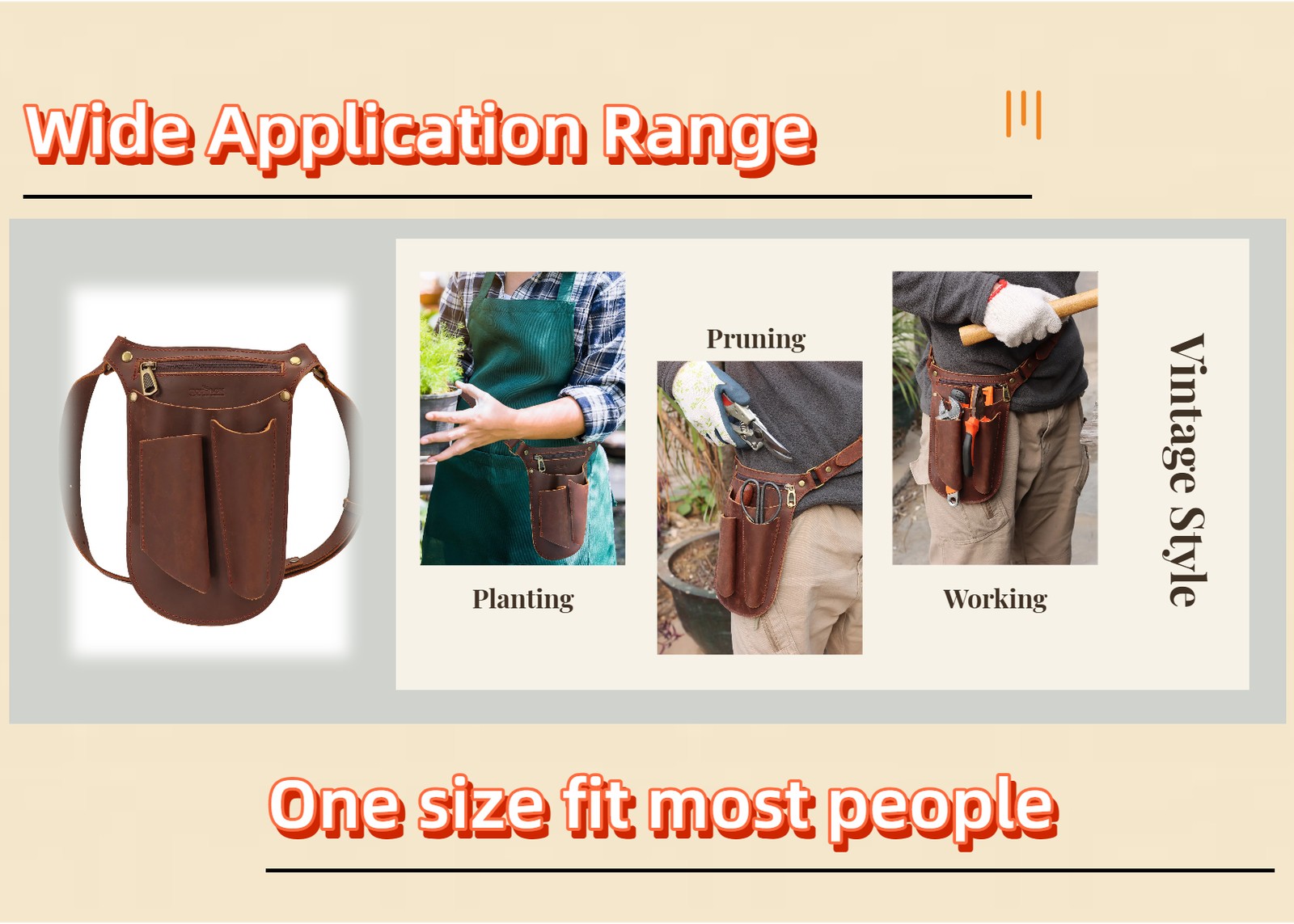 TOURBON Leather Garden Tool Florist Organizer Belt Bag Storage Phone EDC Case