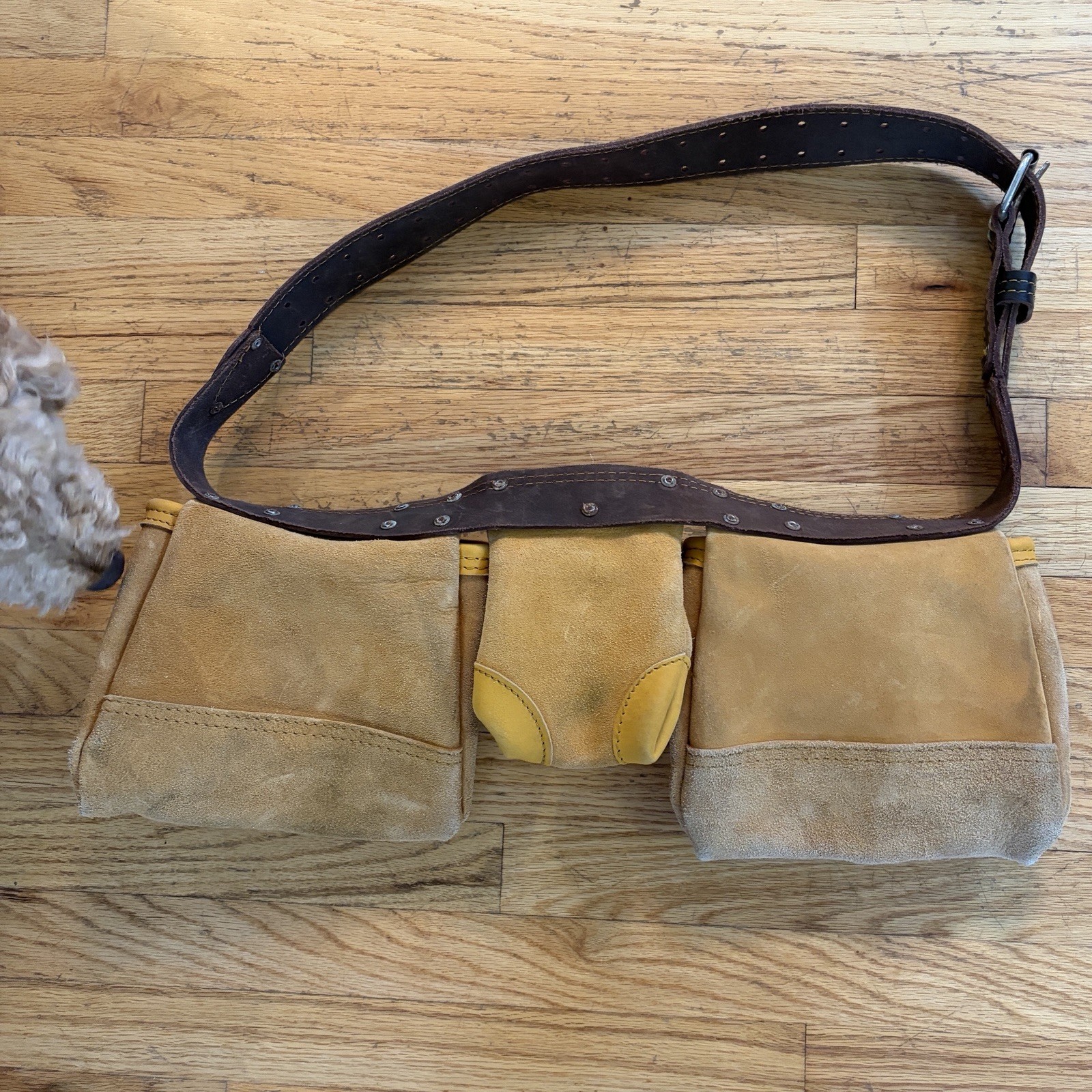 AWP Heavy Duty Wheat Leather Tool Belt Pouch Construction Carpenter