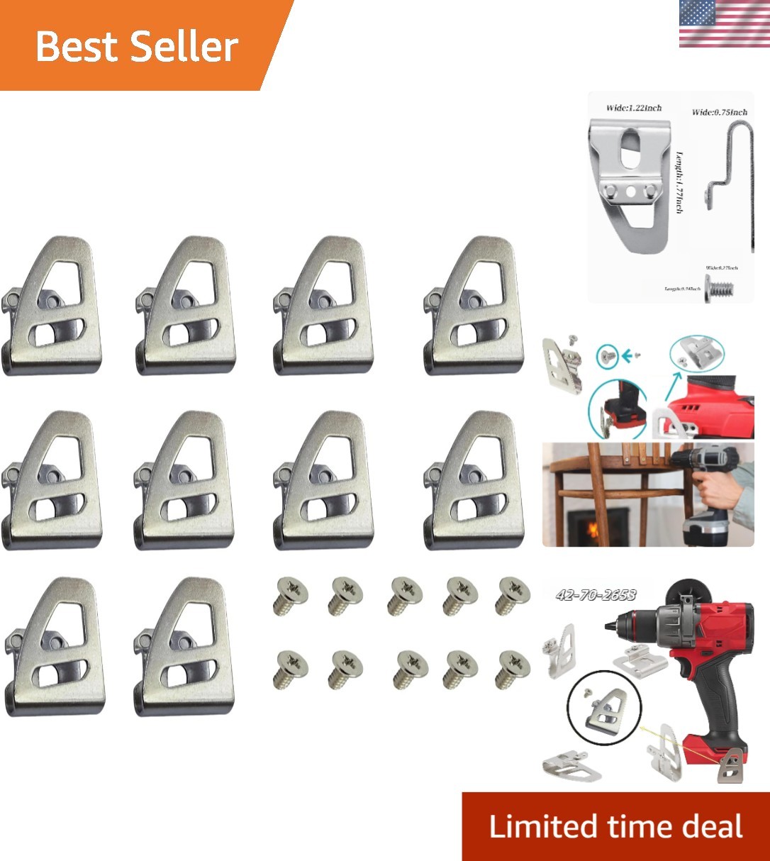 Secure Your Milwaukee Tools: 10PCS Stainless Steel Belt Clips & Screws Included
