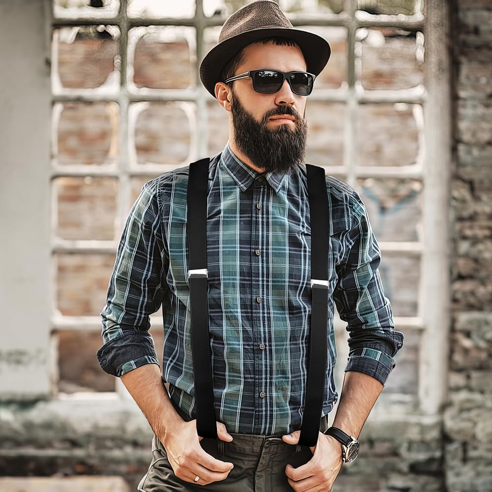 Vesberkl Black Suspenders for Men Heavy Duty Mens 1PCS,