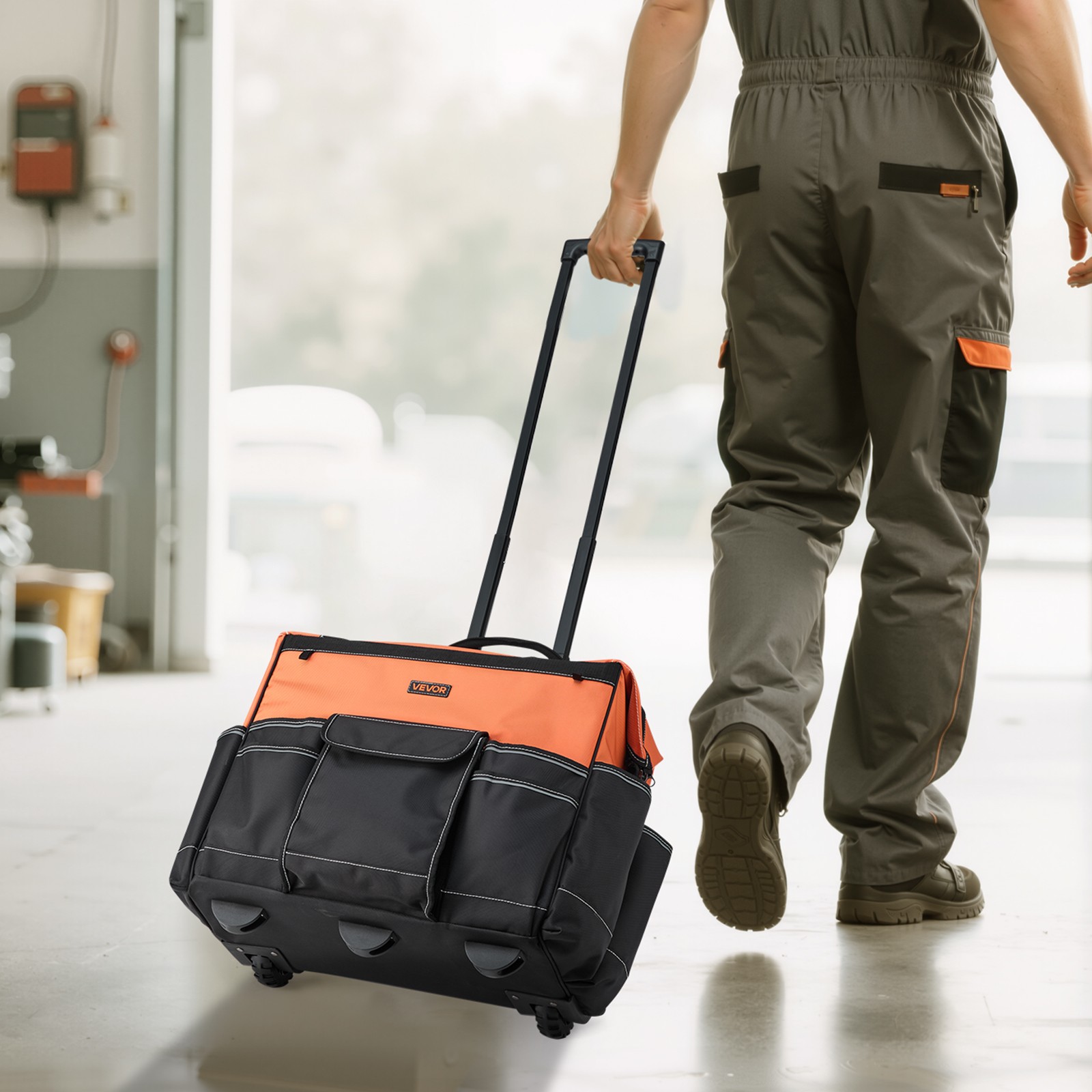 VEVOR Rolling Tool Bag 25/27/45/72 Pockets Heavy Duty Roller Tool Bag on Wheels