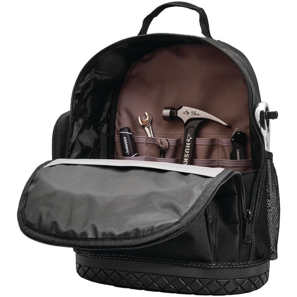 Husky 16 in. Tool Backpack Water Resistant 19 Internal Pockets Organize Tools