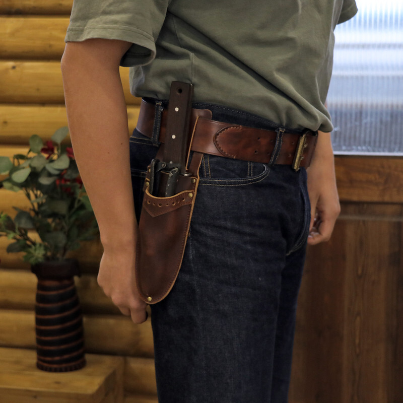 TOURBON Leather Garden Shear Sheath Belt 2 Pocket Pruning Scissors Holster