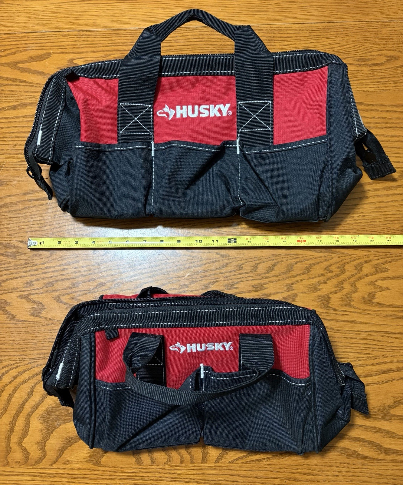 Husky 2 – Piece Tool Bag Combo : Lg Bag 5 Pockets/Sm. Bag 2 Pockets