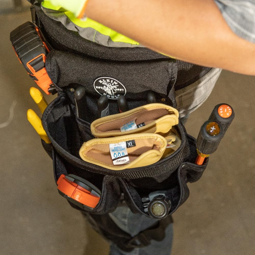 Klein Tools 5718 Tool Pouch PowerLine Series Utility Pouch Fits Tool Belts to 2.