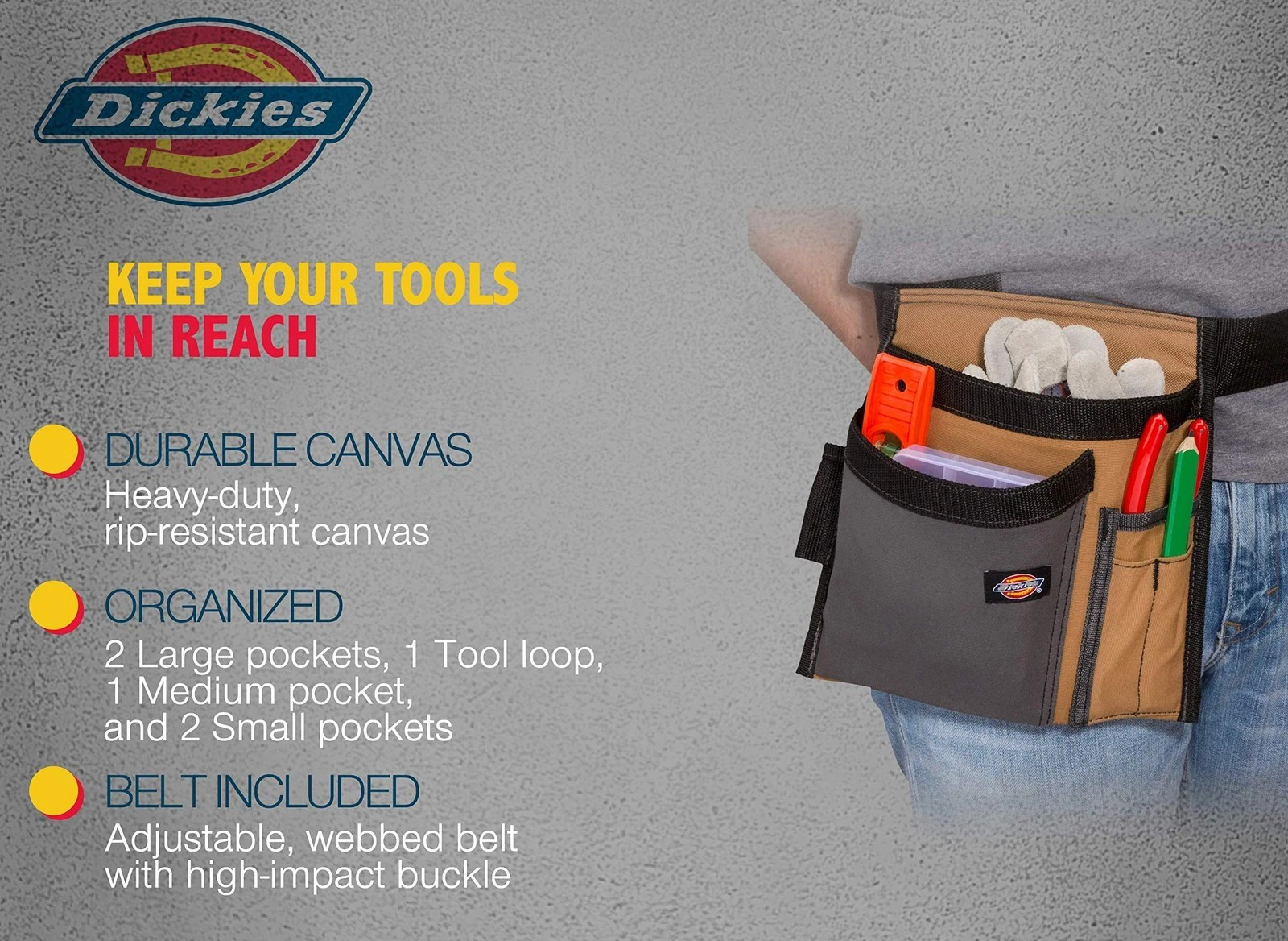 Dickies 5-Pocket Single Side Tool Belt Pouch/Work Apron (New) FAST FREE SHIPPING