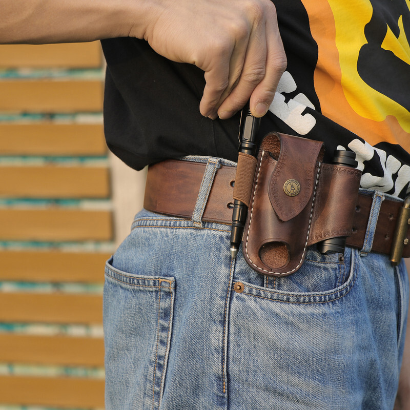 Tourbon Leather Knife Sheath EDC Pliers Belt Carry Pouch Pocket Knives Holster