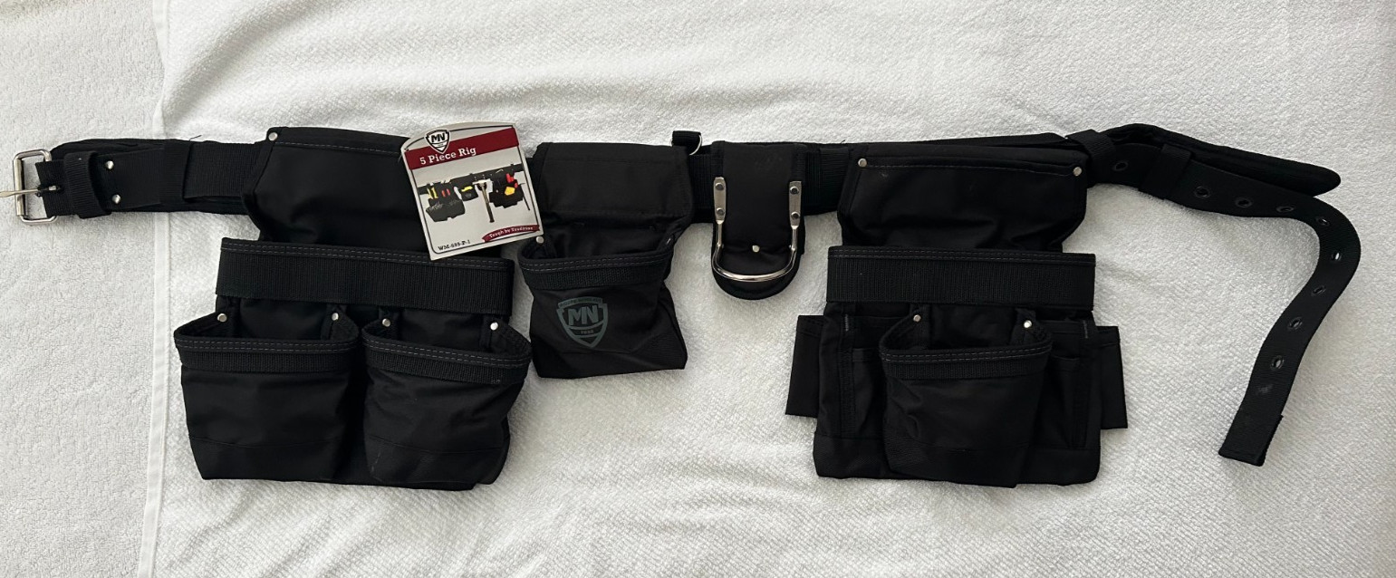 McGuire-Nicholas 5 Piece Toolbelt Rig Tool Belt Fits Up 54″ Waist NEW!