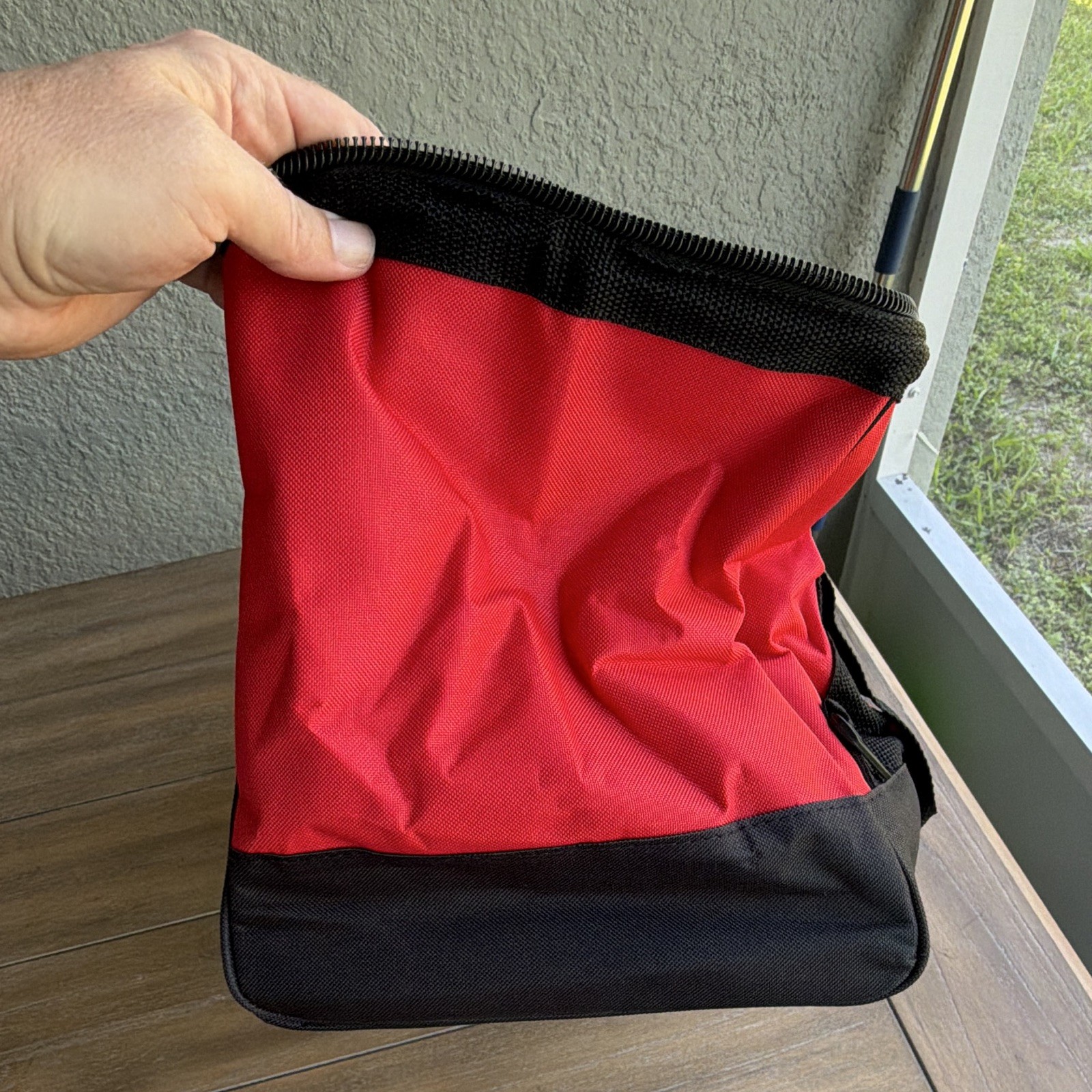 Milwaukee Red/Black Fabric Tool Bag, Zipper Closure, Carry Handles