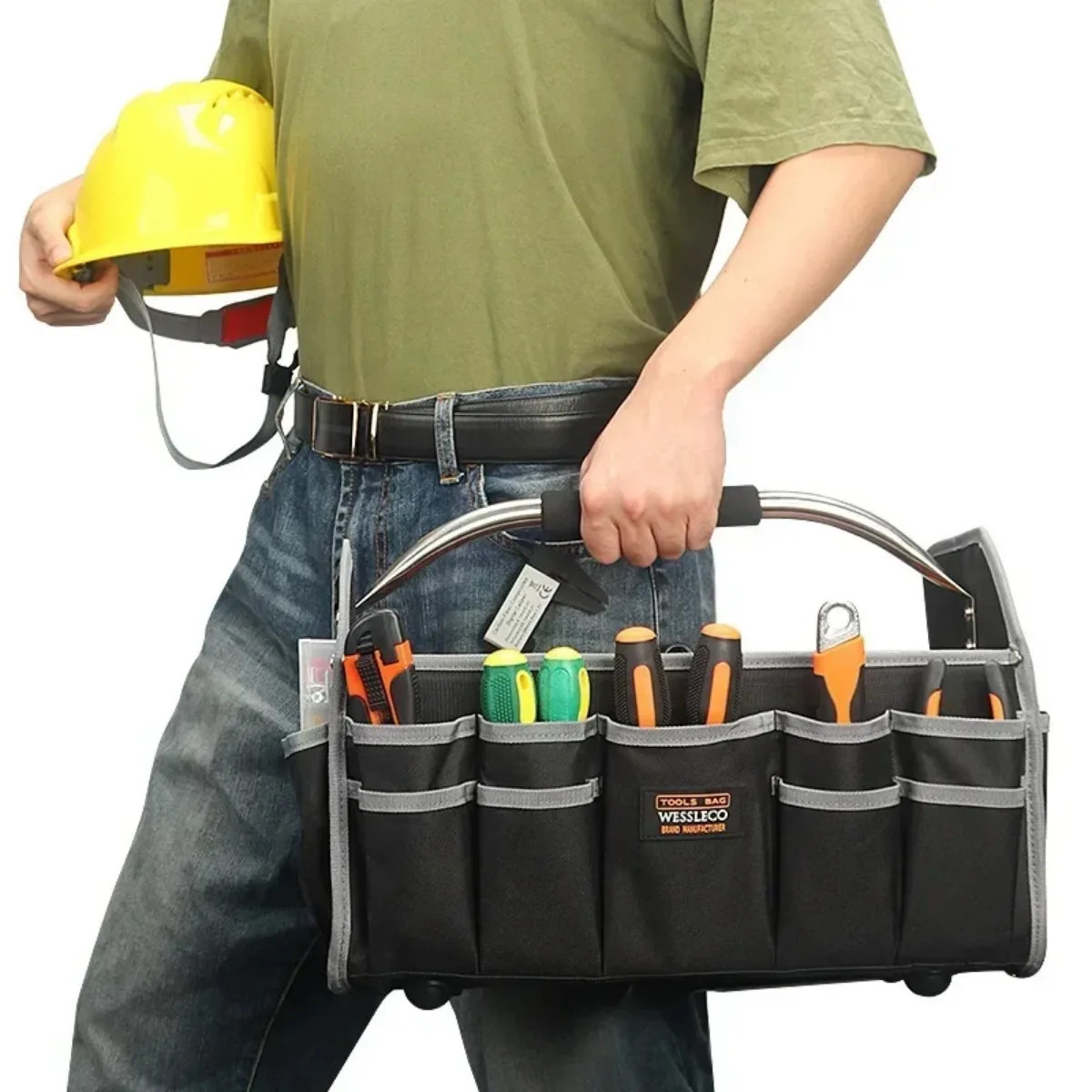 1680D Oxford Cloth Tool Bag Iron Tube Multifunctional Electrician Tools Storage