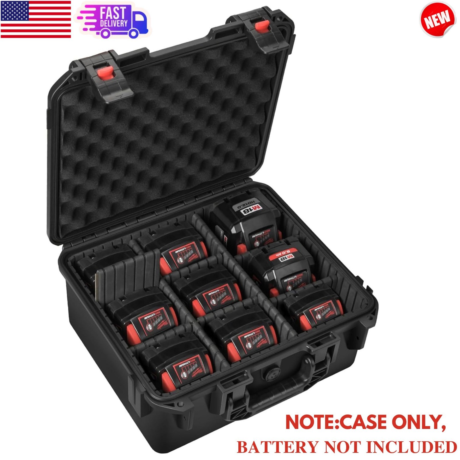 Waterproof Storage Case for Makita/ Dewalt/ Milwaukee M18 M12 Battery & Charger