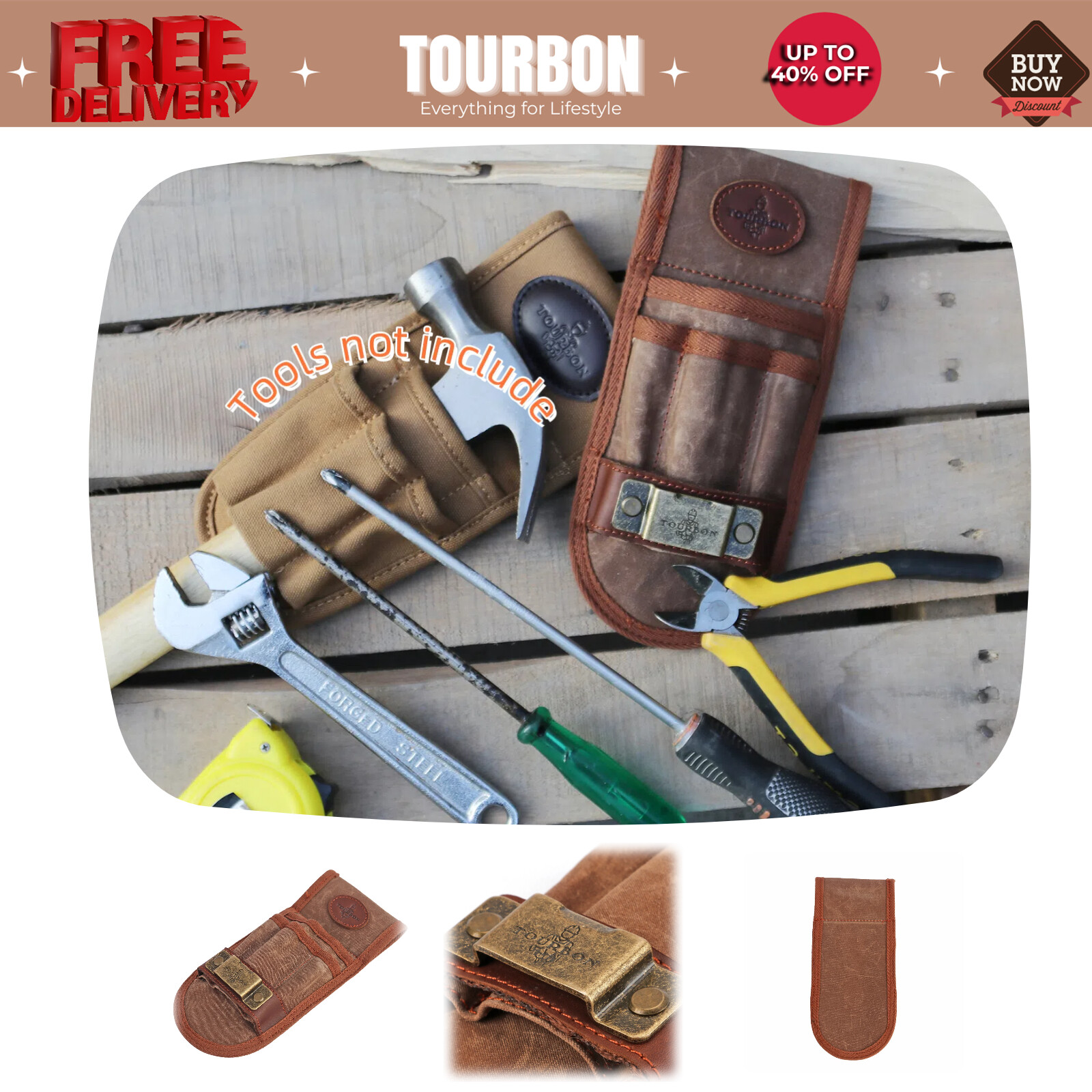 🔥Tourbon Tools Belt Carry Pouch Wrench Tape Measure Holder Electrician Pockets✅