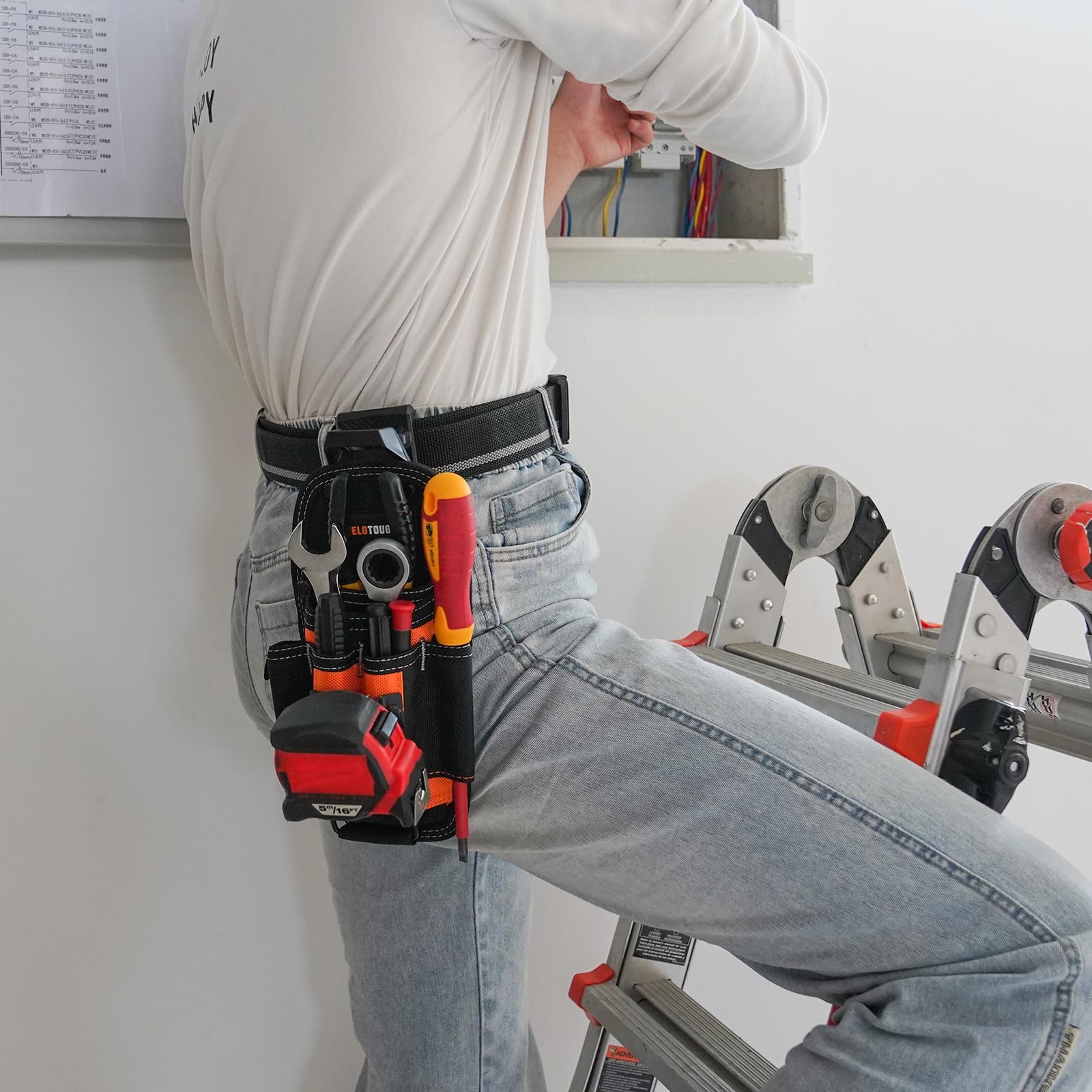 7 Pocket Technician Pouch Small Tool Belt Clip On Larger Loop Holder Accessory