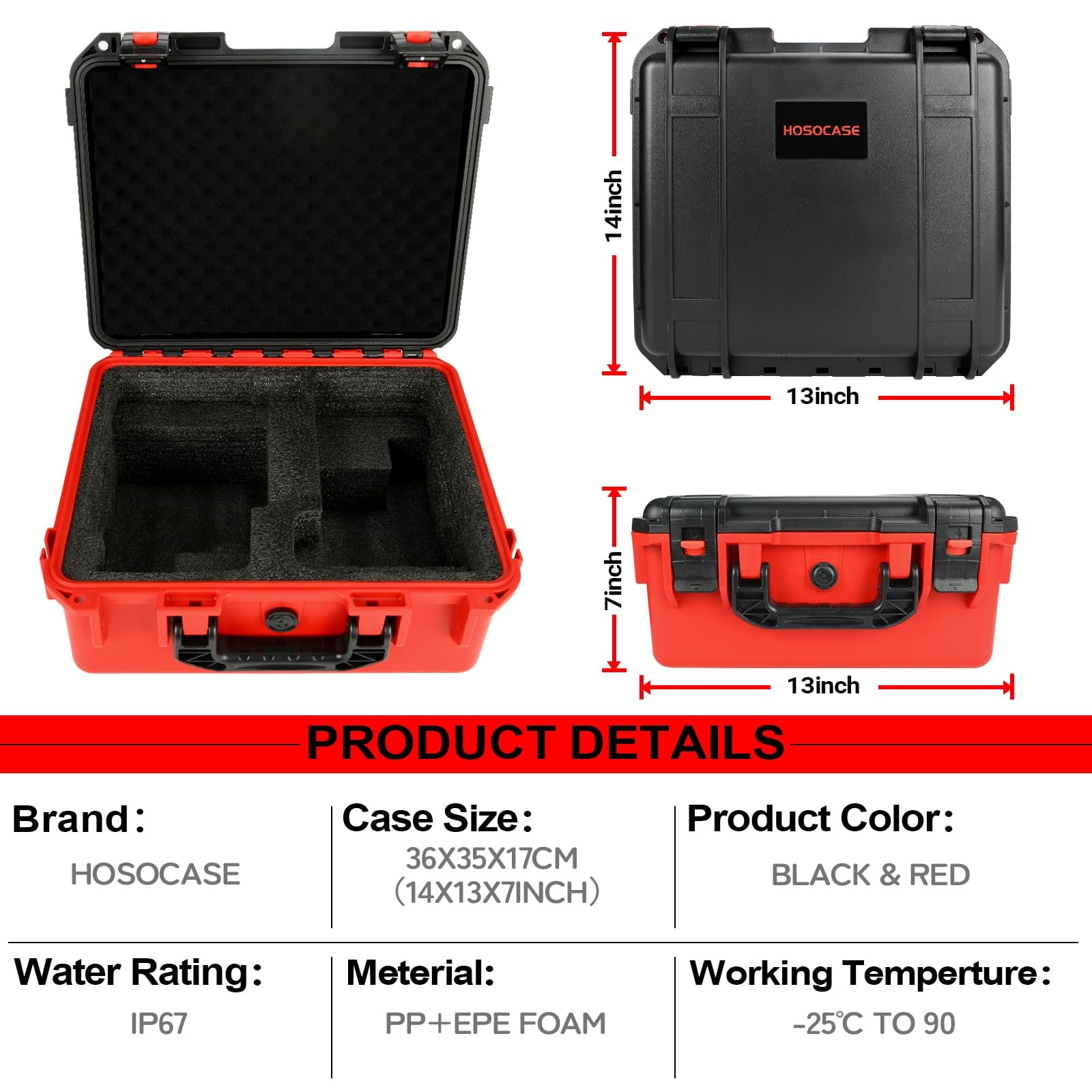 Tool Case for Milwaukee M18 Impact Drill Driver Combo Kit Medium, Black & Red