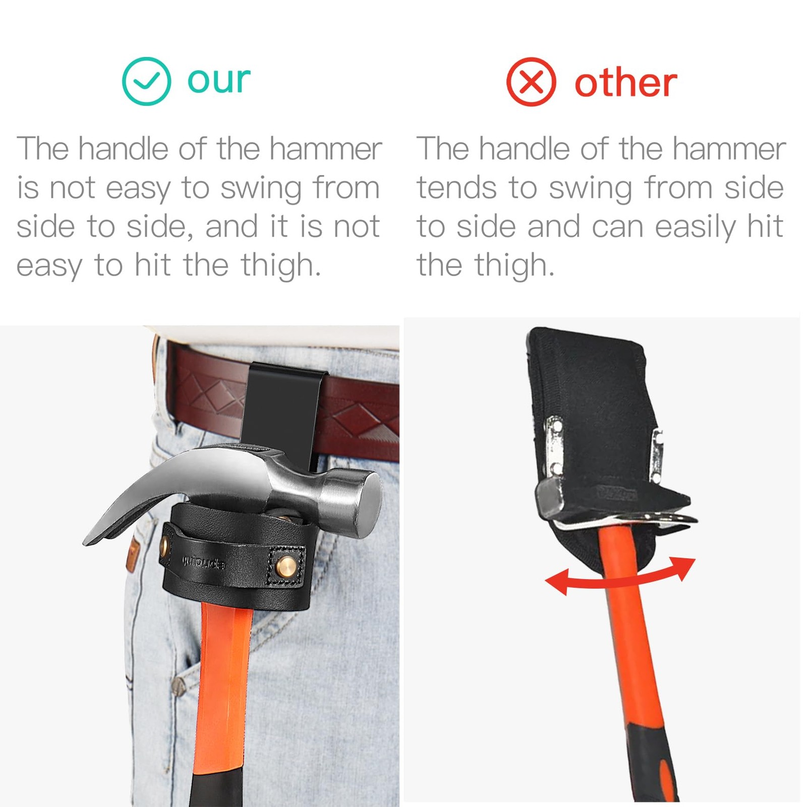 Hammer Holder Belt Holster Axe Loop Holds Mallet Hatchet Construction