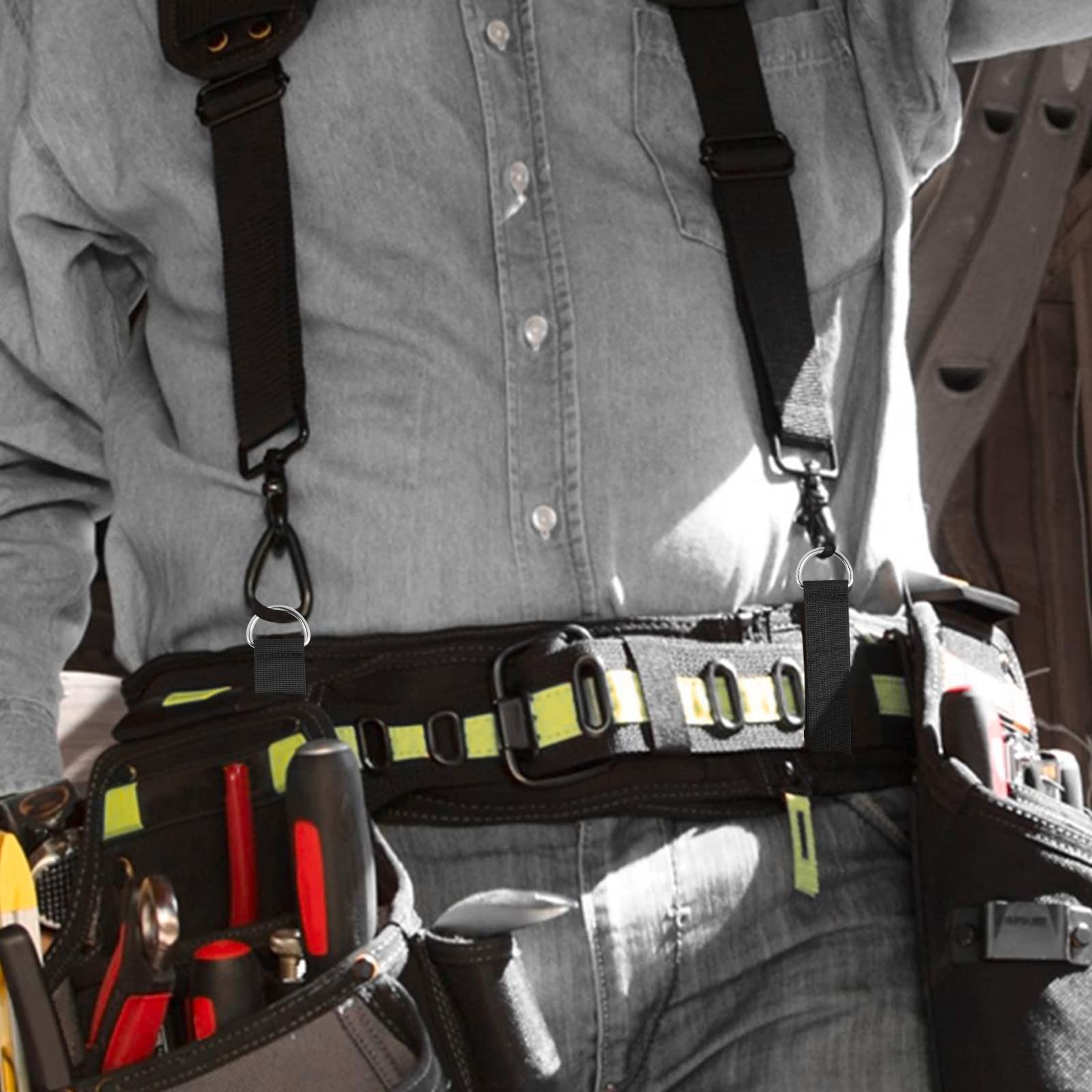 Heavy Duty Tool Belt Loop Connectors, 4~Piece Suspender Hooks