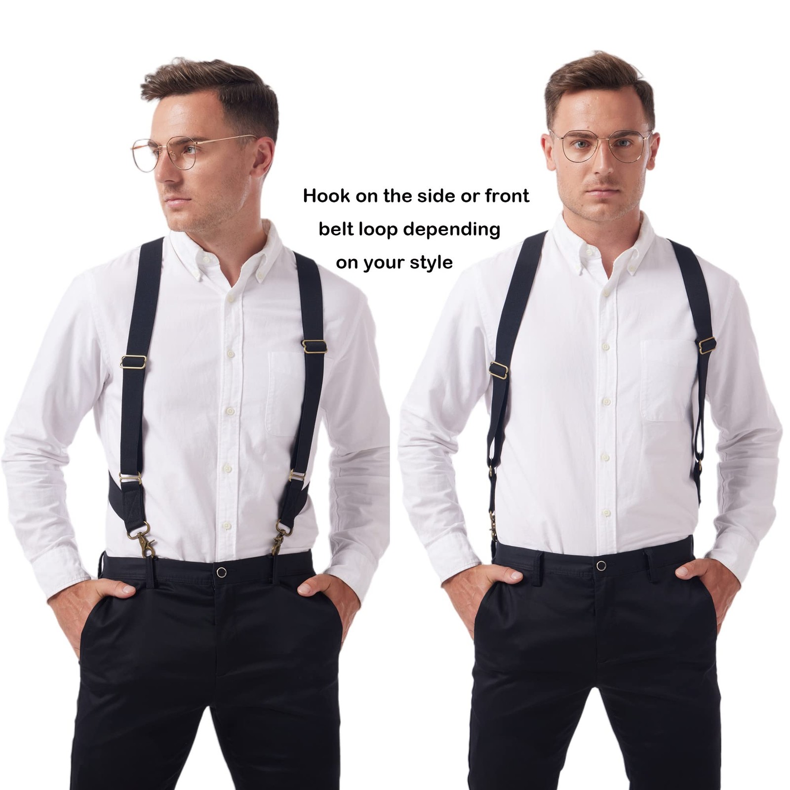 LazarsSpace Suspenders for Men Heavy Duty Large, 2 Hooks 1.5 Inches, Black