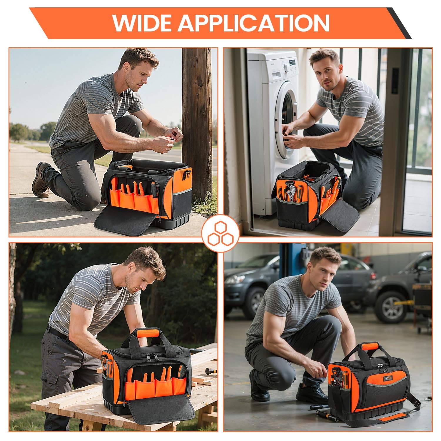 Tool Bag, Large Tool Organizer Bag with 18 Pockets,15.7x 11.4x 9.8 inch, Heav…