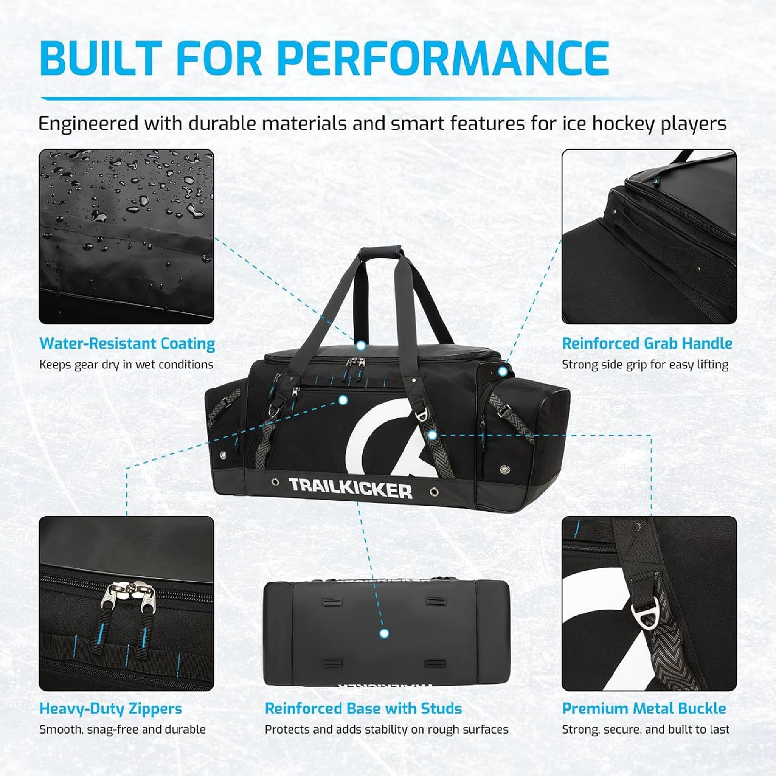 Premium Extra Large Hockey Bag, Durable Sports Equipment Duffle with Multiple…