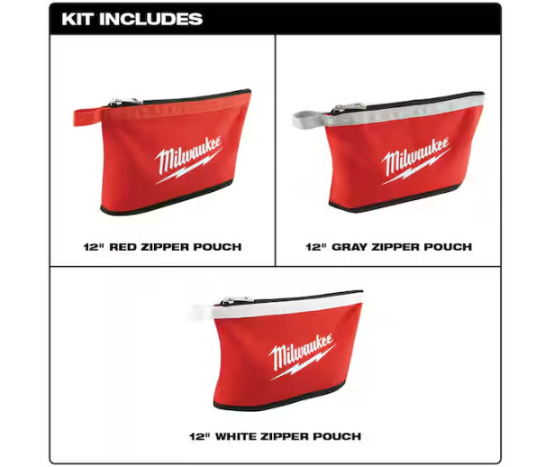 12 in. Zipper Tool Bag in Multi-Color (3-Pack)
