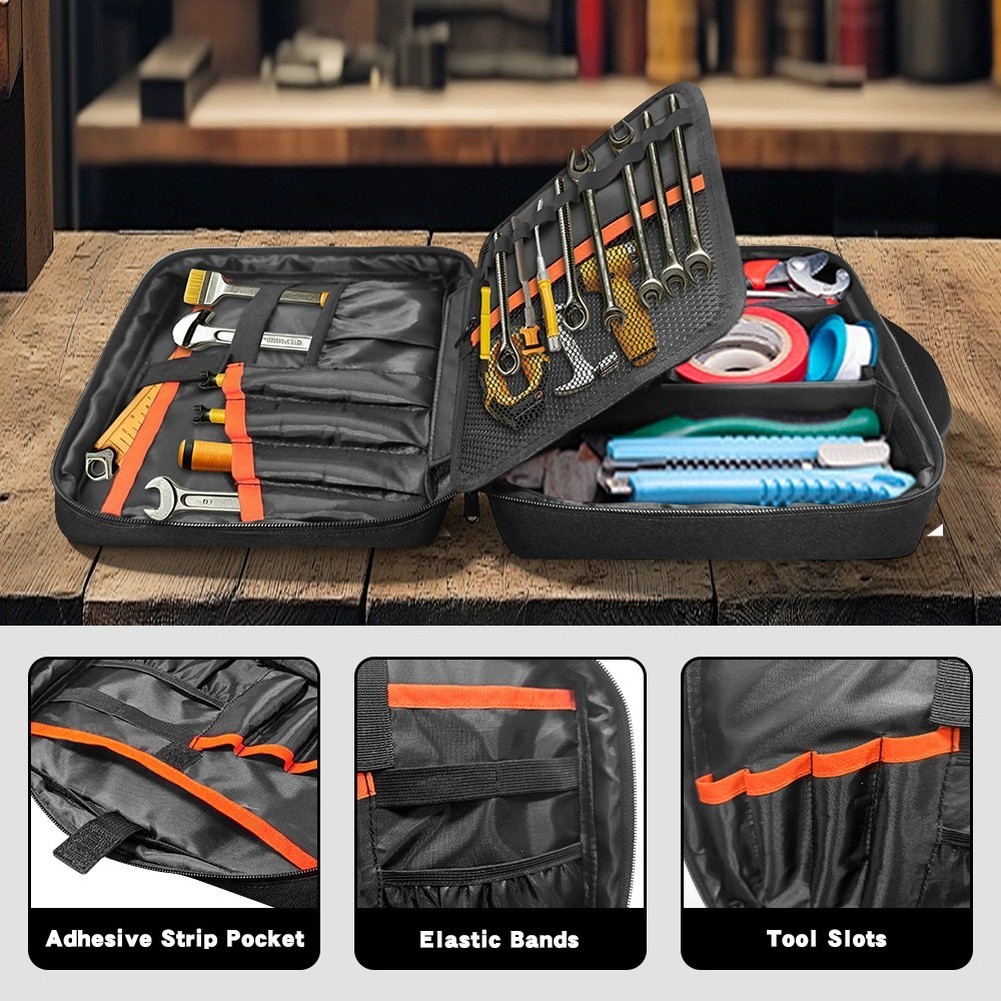 Electrical Tool Bag Polyester 26x21x10cm with Top Cover and Bottom Divider