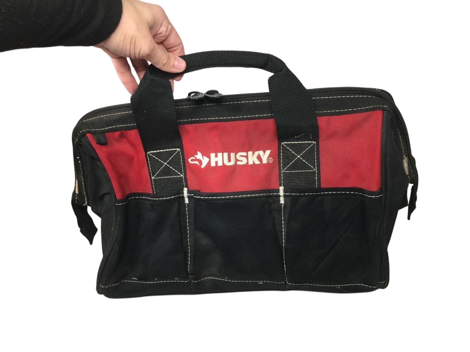 Husky Red and Black Zippered Tool Bag with Handles