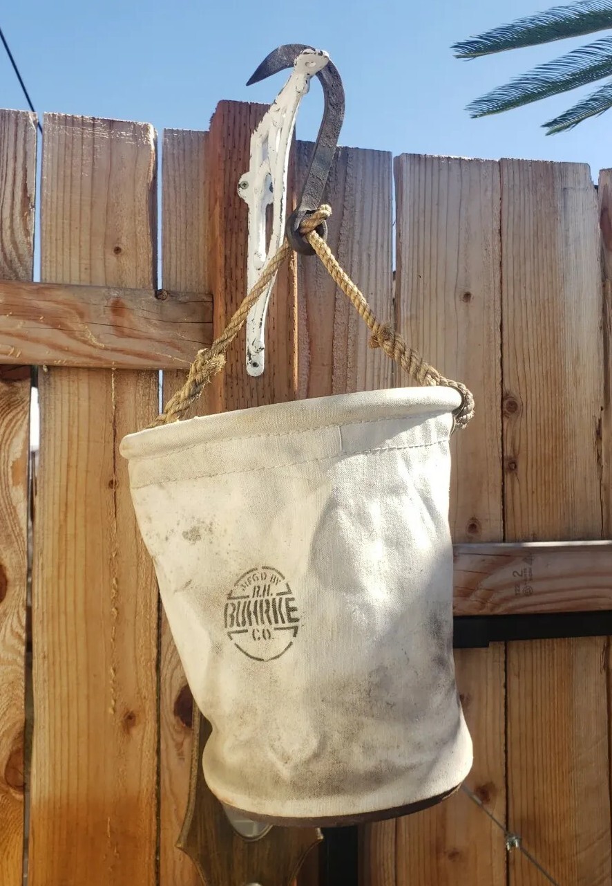 Rare Vintage R.H. Buhrke Lineman Bag / Bucket 12″ w/Hook