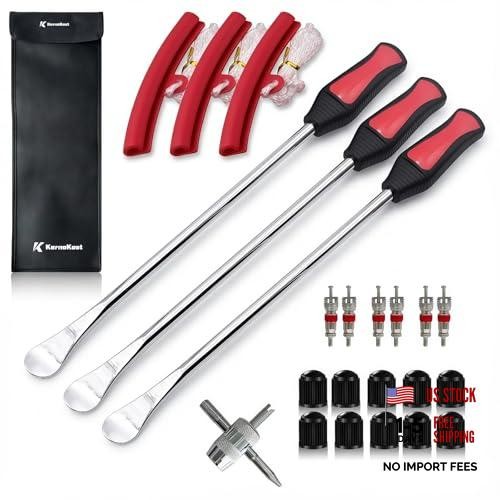 14.5″ Tire Spoons Kit – High Leverage Motorcycle Tire Irons & Rim Protectors –