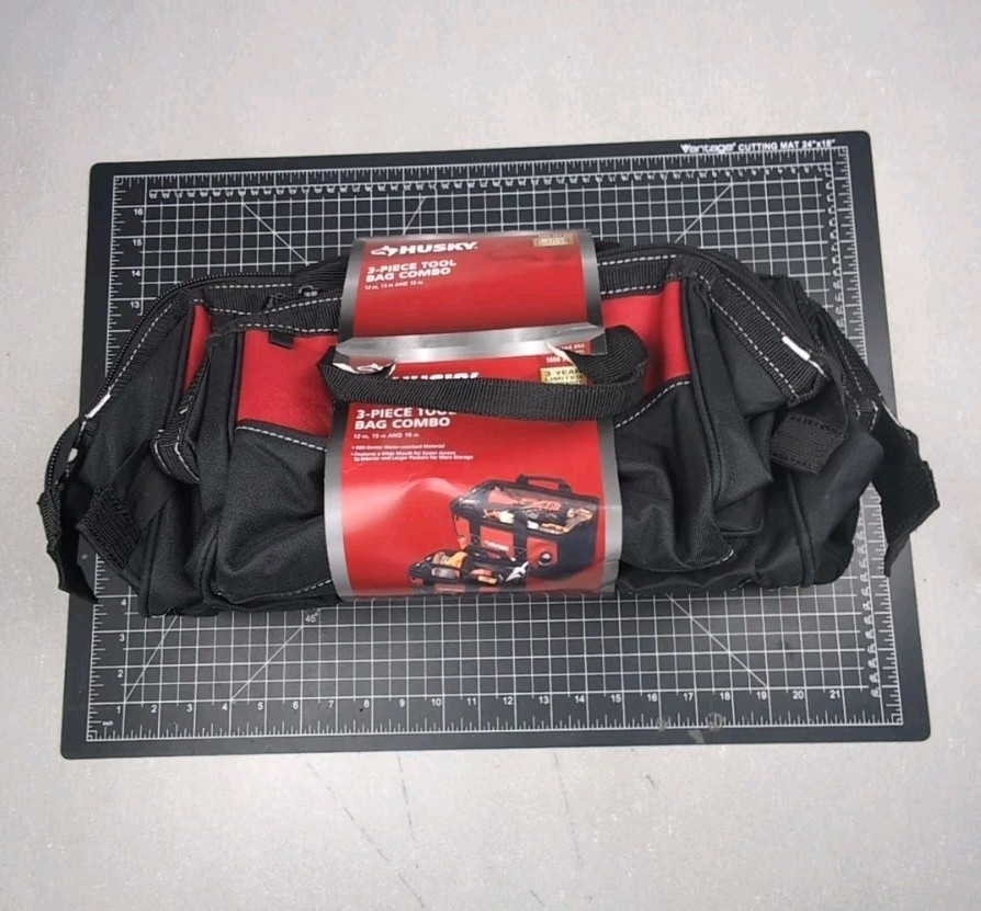 Husky 3-Piece 18 in. 15 in. 12 in. Tool Bag Combo with Water Resistant Fabric