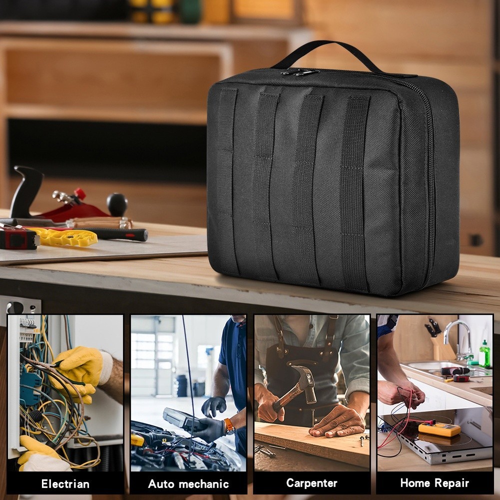 Electrical Tool Bag Polyester 26x21x10cm with Top Cover and Bottom Divider