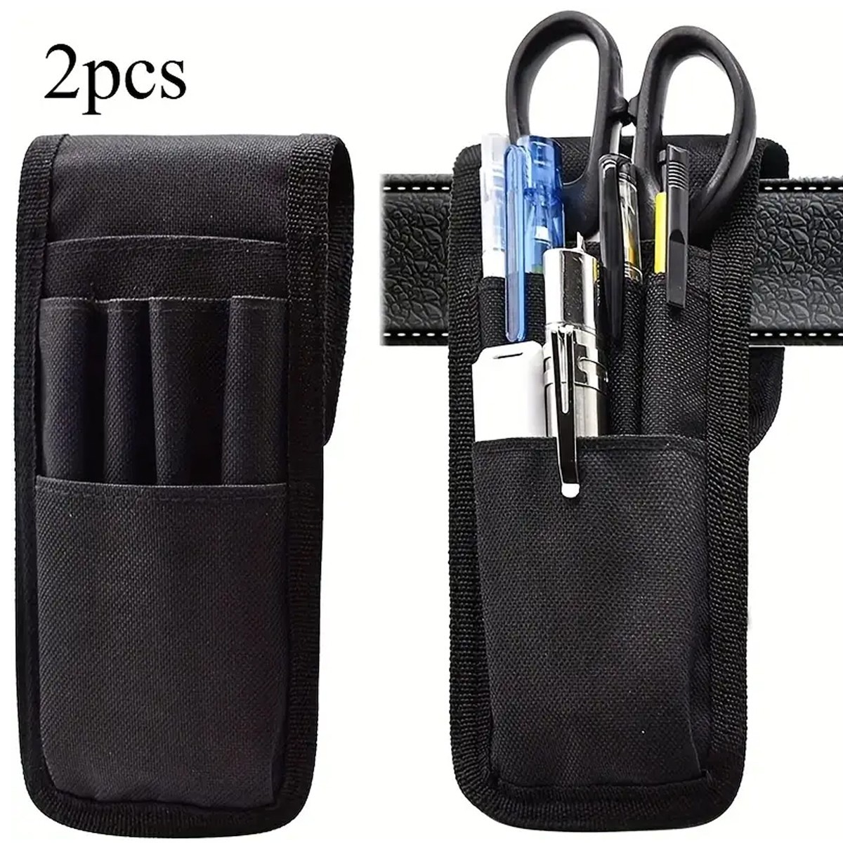 2pcs Black Tool Pouch with Belt Clip Small Tool Holder Pouch Min Work Organizer