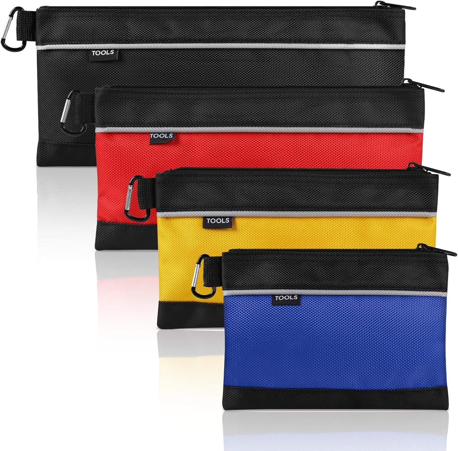 4 Pack Tool Pouch, Small Tool Bag with Zipper, 1680D Oxford Waterproof