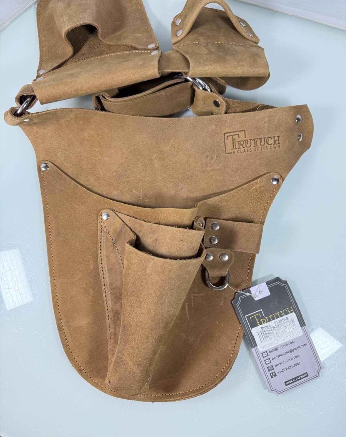 NWT TRUTUCH Leather Multi Pocket Gardening Tool Belt Gardeners Tool Pouch TT5010