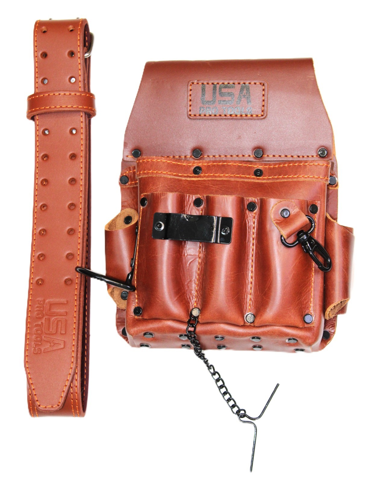 USA PRO TOOLS Top Grain Leather Electrician Tool Pouch & Belt